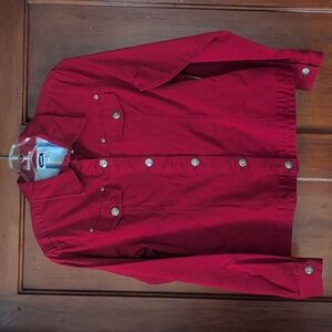 Tabi International Red Stretch Jean Jacket | Cotton Blend | Size S/P